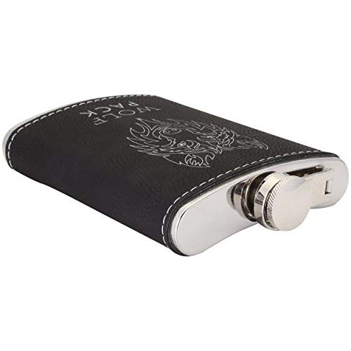 Stainless Steel Barware Flask (8 Oz.) W/Gift Box & Funnel | Inspirational Quotes | Vastigo (Black/Silver) #TOP2