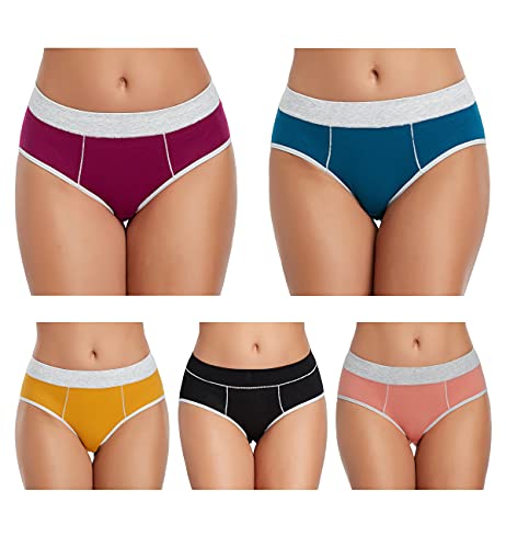 Image of Cotton Underwear for Women Mid Rise Hipster Panties Full Briefs Stretchy Ladies Full Coverage Panties