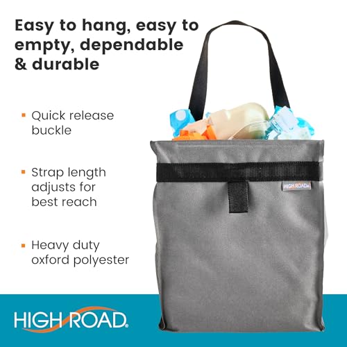Image of High Road TrashStash Hanging Car Garbage Bag with Push-Close Lid and Waterproof Bin for Cars, SUVs and Trucks - Holds 3 Gallons of Car Trash (Pack of 2)