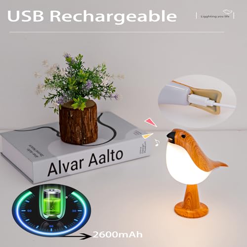 Small Bird Desk Lamp, Rechargeable Cordless Table Lamp with 3 Color Temperatures, Remote Control & Touch Sensor, Battery Operated Brid Night Light for Bedroom, Kids, and Outdoor Use,1 Pack — view 6