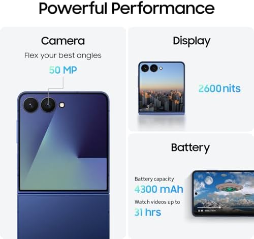 Samsung Galaxy Z Flip7, 256GB, Blue Shadow (CAD Version & Warranty) - AI Smartphone, 50MP, 6.9" Dynamic AMOLED Main Display, 120Hz Refresh, FlexCam - Financing Available - 4