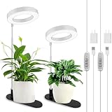 LORDEM Grow Light, 48 LEDs Plant Light for Indoor Plants, Full Spectrum Desk Grow Lamp with Automatic Timer for 4H/8H/12H, 4 Dimmable Levels, Height Adjustable 7.8'-26', 2 Pack, HL-0065-2