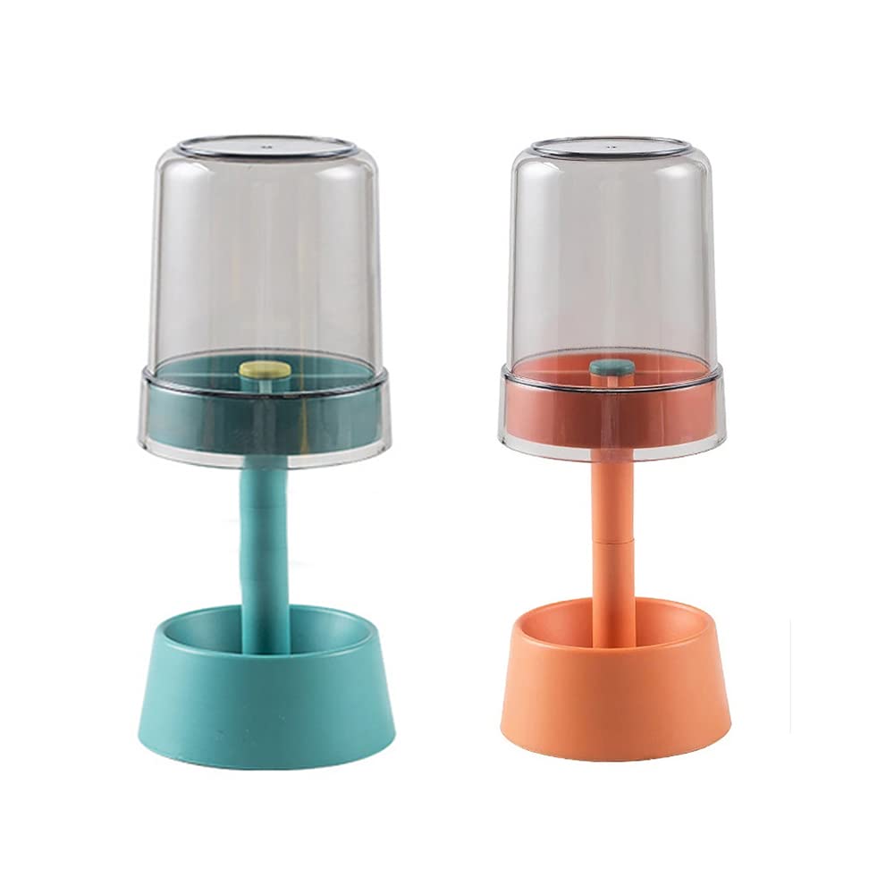 Toothbrush Holder Set, Round Bathroom Plastic Mould-Proof Tough Small Toothbrush Storage Cup Holder Stand Caddy, Blue+Orange