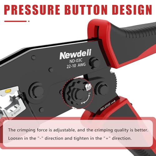 Image of Newdeli Wire Crimping Tool for Insulated Wire Connectors - AWG 22-10 Ratchet Wire Crimper Tool Electrical Wire Terminal Connectors Ratcheting Crimping Plier Crimp Tool