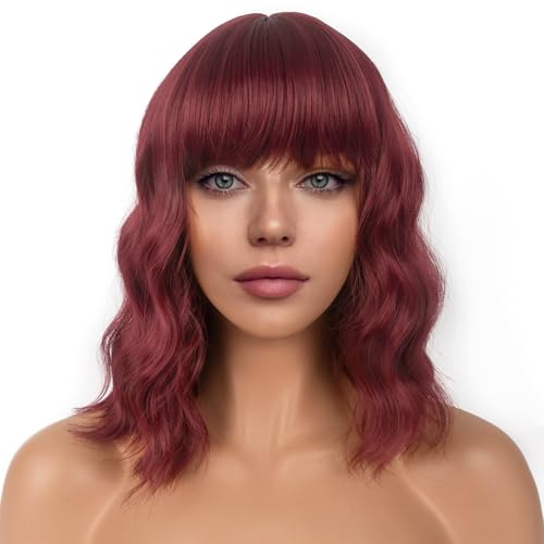LANCAINI Short Bob Wigs With Bangs