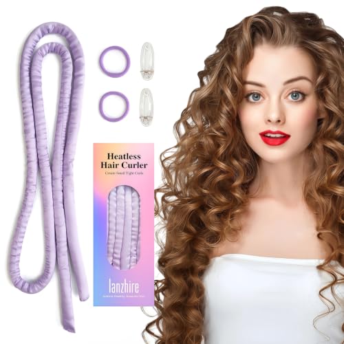 Lanzhire Heatless Curling Headband for Overnight Long and Short Hair Curls (Purple)