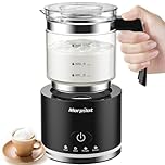Milk Frother, Morpilot Montalatte Elettrico in Vetro, 4 in 1 Funzione, Bello da Vedere, Capacità 250ml per Schiumare o 500 ml per Riscaldare, Design Diviso, Nero