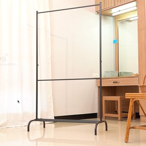 Image of D&V Engineering Heavy-Duty Metal Clothes Rack, Freestanding Garment Rack with Bottom Storage Shelf, Single Rail Clothing Organizer Stand for Bedroom, Entryway & Living Room, 41x94.5x161 cm