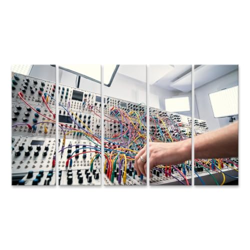 Tableau sur toile synthétiseur modulaire XXL islandburner pour studio de musique en 5 pièces
