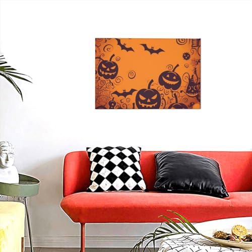 Impression sur toile orange Halloween moderne - Tableau décoration murale 45x30 cm