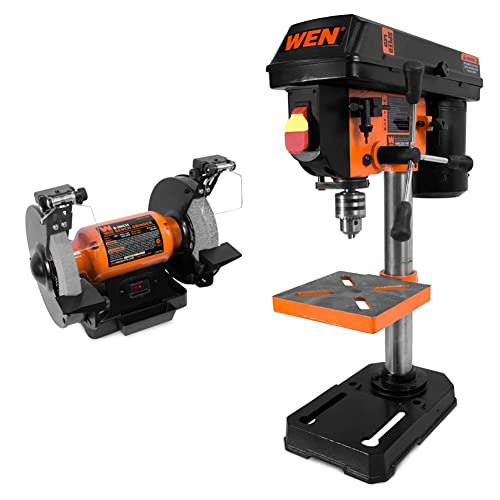 WEN BG4282 4.8-Amp 8-Inch Single Speed Bench Grinder with LED Work Lights & 4208T 2.3-Amp 8-Inch...