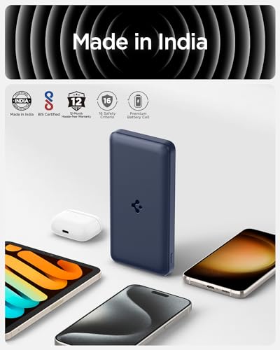 Image of Spigen ArcPack 20000mAh Power Bank, PD3.0, Fast Charging, 22.5W Max Output, 2 Type-C Ports, 1 USB-A Port- (ABS+PC, Navy Blue)