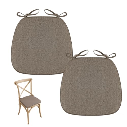 CHANGJIQ 椅子クッション 座布団 ひも付き 2枚セット 43*41*35cm シートクッション 馬蹄形 事務椅子クッション 食卓椅子用座布団 無地 滑り止め加工 洗える 座り心地いい テーブル 和室 洋室  (コーヒー)