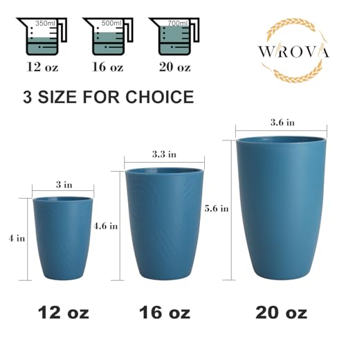 Wrova Reusable Plastic Cups | Set of 6 | Unbreakable Drinking Glasses 350ML Cup Sets Dishwasher and Microwave Safe Tumbler Lightweight Plastic Cup for Kitchen & Outdoor - Multicolors
