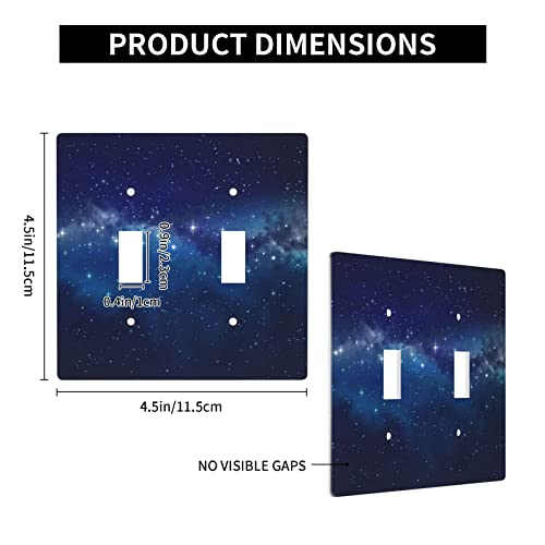 Bvolfqo Blue Star Galaxy Double Light Switch Cover Decorative Toggle Wall Plate 2 Gang Switch Blue Galaxy Wall Plate #TOP3