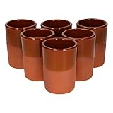 MamboCat 6er Ton-Becher I Teilglasiert I 180 ml I Mediterran I Unikat Handarbeit I Met-Pott I Ton Mug Tumbler I Antike/Vintage I Mittelalter I Wikinger