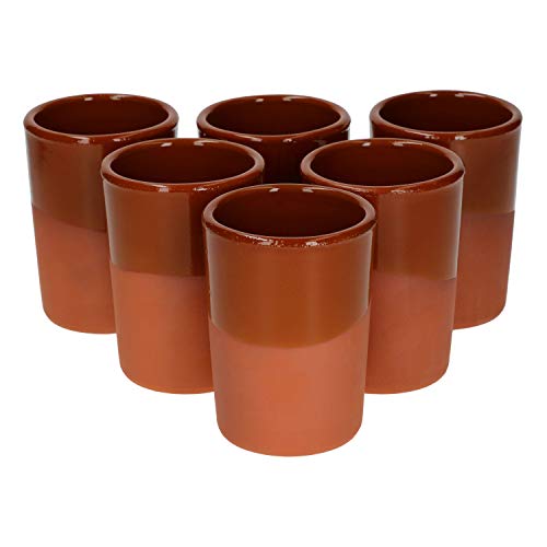 MamboCat 6er Ton-Becher I Teilglasiert I 180 ml I Mediterran I Unikat Handarbeit I Met-Pott I Ton Mug Tumbler I Antike/Vintage I Mittelalter I Wikinger