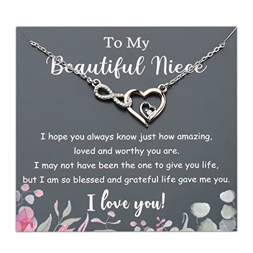 PLITI Niece Necklace From Aunt Uncle Niece Birthday Gift To My Beautiful Niece Infinity Heart Pendant