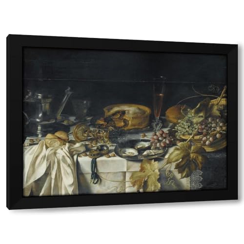 Pieter Claesz 24x19 Black Modern Framed Art Print Titled: Still