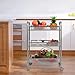PayLessHere 3-Tier Metal Rolling Cart Metal Utility Cart Easy Assemble Utility Serving Cart with 4 Wheels Two Lockable Casters for Kitchen Bathroom Salon Trolley Craft Cart, Sliver