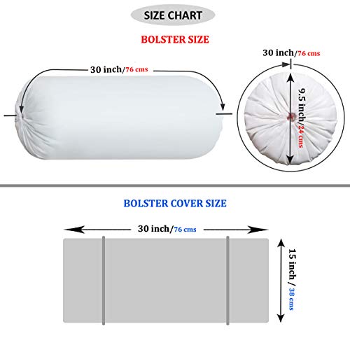 Image of AURAVE Cotton 210 TC Bolster Cover with Drawstring Closure, Set of 2, Soft Breathable Durable Machine Washable for Sofa Bed & Home Decor, 15 inchx30 inch, Multi | Cover Only