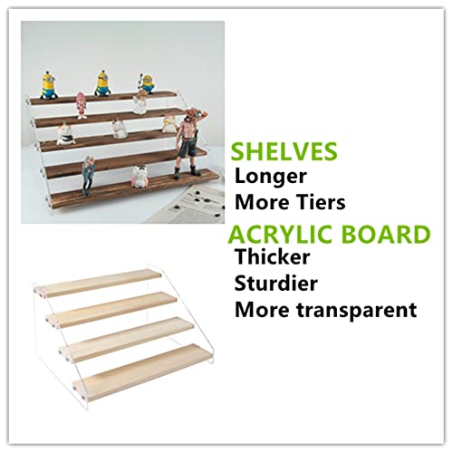 Packgilo 5 Tier Acrylic Display Stand For Figures Wooden Risers For Display Case Craft Fair Acrylic Cupcake Stand For Dessert Table Top Jewelry Displays For Craft Shows Cologne Perfume Shelf (Small-Brown) #TOP4