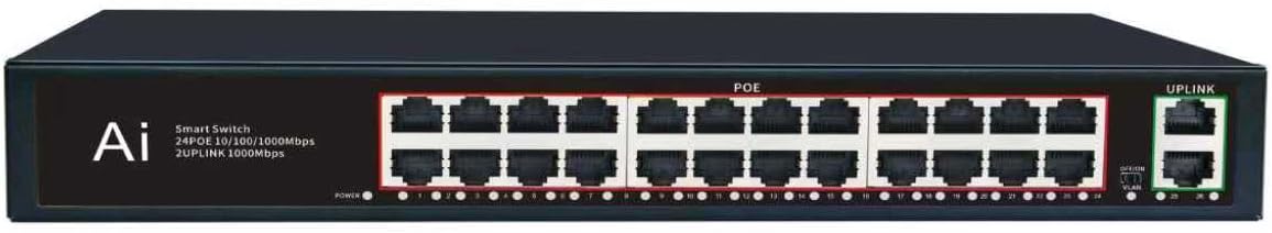 8Port Gigabit PoE Switch with 2Uplink Gigabit Ports, 10Port Unmanaged Ethernet PoE Switch with 120W Power, Support IEEE802.3af/at, VLAN, Metal Housing, Plug & Play (EW-08G20GB)