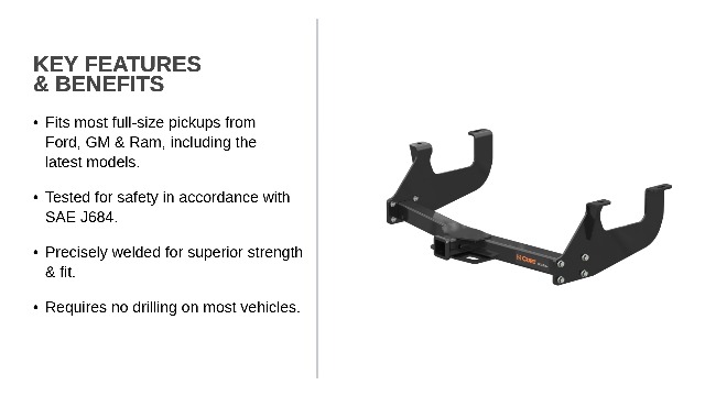 2\" Class 3 Trailer Hitch Receiver Towing For Dodge Ford GMC Chevy Mazda Nissan