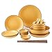Ceramiczny zestaw zastawy stołowej, zestaw naczyń kuchennych, porcelanowy zestaw naczyń 22-częściowy serwis dla 4 osób, ceramiczne zestawy talerzy obiadowych, kolorowe talerze i miski na prezent ślubny, żółty