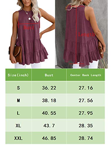 Bingerlily Women's Flowy Tank Tops Camis Sleeveless Crew Neck Casual Shirts Loose Fitting Blouses (4-Wine Red, X-Large) #TOP2