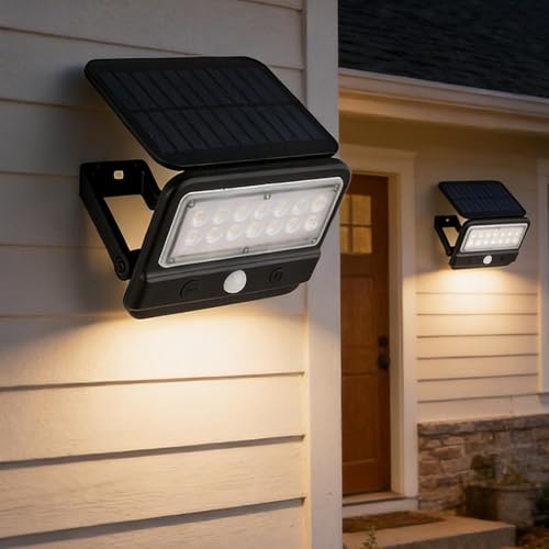 Luces de inundación para exteriores con sensor de movimiento de 180 grados y carga solar automática 3
