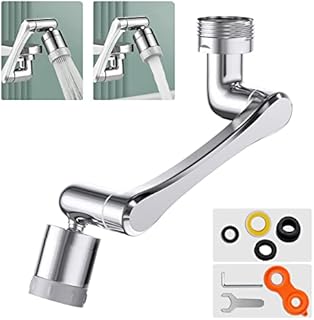 VIRKOMBI 1440°Swivel Tap Aerator, Rotatable Multifunctional Kitchen Sink Extension Faucet with Adjustable 2 Water Outlet Bathroom Tap Attachment for M24 External Thread M20 22 Internal Thread