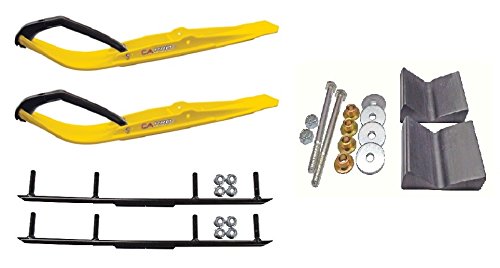 C&A Pro Yellow Razor Snowmobile Skis w/ 4
