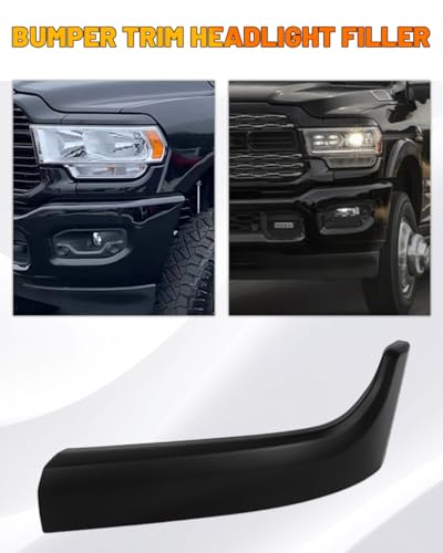 SAIQINGSP Front Bumper Headlight Filler Molding Trim Compatible with 2019-2024 Dodge Ram 2500 3500 Left Drive Side Matte Black Lower Grille Panel Replace for 6NB301Z0AB by SAIQINGSP - Image 10