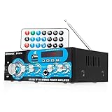 Amplificador de Som Áudio 200w com Bluetooth Receiver Automotivo Mp3 Rádio Fm 110v Karaokê Usb P10 Rca Com Controle Remoto