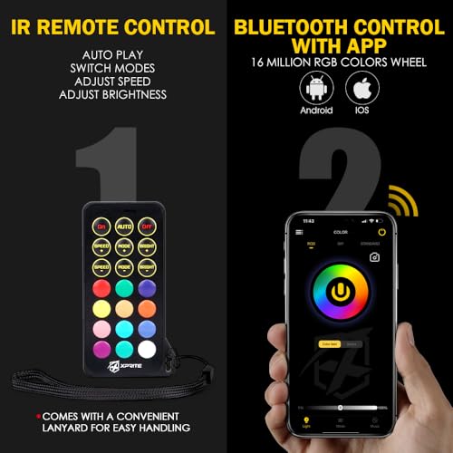 Image of Multi Color Halo Fog Lights w /Dual Control Compatible with 07-18 Jeep JK | 3 Lighting Modes, IR, Bluetooth Wireless, IP67 Waterproof, Plug N Play, DOT Approved