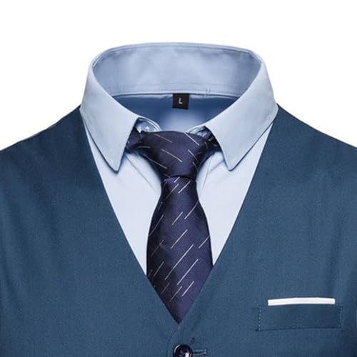 Maiyifu-GJ Men's Formal Business Suit Vests V-Neck Slim Fit Wedding Waistcoat Vest Casual Dress Vests for Suit or Tuxedo4