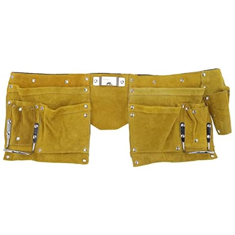 Leather Tool Belt, Leather Work Apron with Multiple Pockets Heavy Duty Leather Tool Belt Pouch Adjustable Belt for Woodworking Cover
