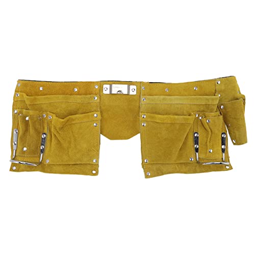 Leather Tool Belt with Reinforcement - Carpenter's Tool Kit with Multiple Pockets, Portable & Lightweight (18.9x7.9in) by Yuecoom - Used condition - US$15.83