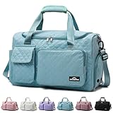 ZIOSINM Bolsa de Viaje Mujer, Bolsa Deporte Hombre, Gimnasio con Compartimento para Ropa Artículos Mojados y Compartimento para Calzado, Ideal para el Gimnasio, Acampadas y Escapadas (Verde Azulado)