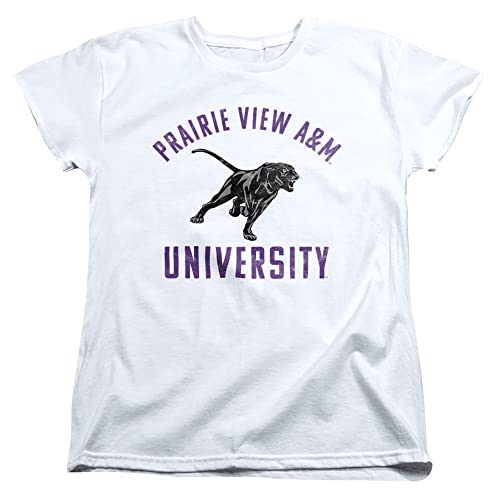 Prairie View A&M University Official Panthers Logo Women's T Shirt, White, X-Large