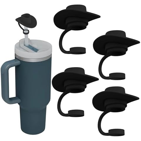 Silicone black cowboy hat Straw CapToppers for Stanley Cups 30 40 Oz, Funny Cute Straw Cap Cover, Cup Accessories Straw Covers for Stanley, Valentine's Gift To Boy Girl. Cover