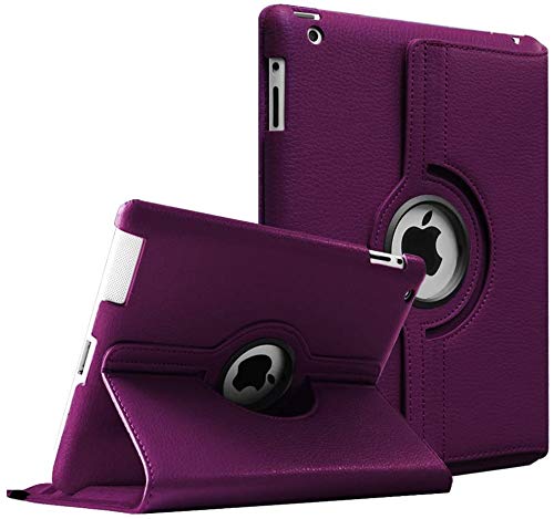 Image of 360 Degree Rotating PU Leather Smart FILP [Auto /Sleep Wake] Case Cover for Apple iPad 2 / iPad 3 / iPad 4 (Model: A1460, A1459, A1458, A1416, A1430, A1403, A1397, A1396, A1395) (Purple)
