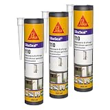 SIKA   Mastic silicone de construction   SikaSeal 110 Menuiserie & Vitrage blanc PVC   Joints de menuiserie et vitrage   Extérieur/intérieur   300 ml (Lot de 3)