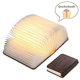 Yuanj Hölzerne faltende Buch-Lampe - magnetisches LED-Licht -dekorative Lichter, Schreibtisch-Lampe mit Akku 880 mAh - warmes licht-hell genug für das Ablesen - Ideal für Geschenk
