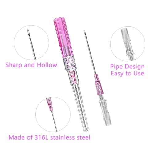 Catheter Piercing Needles, LEEYUKA 10PCS Mixed 14G 16G 18G 20G 22G Catheter Needles Hollow Needles for Ear Nose Belly Lip Cartilage Professional Body Piercing Kit - Thumbnail 3