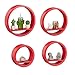 Relaxdays Juego de Estantes Flotantes Redondos, Madera MDF, Rojo, 9x39.5x39.5 cm, 4 Unidades