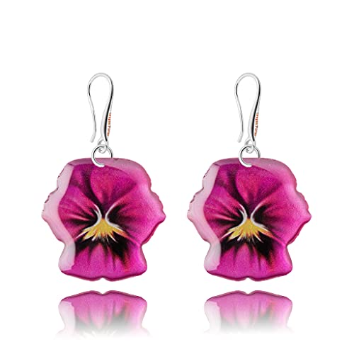 Pendientes Colgantes Hermoso Flor o Mariposa Forma Colección de Jardín Ligero ; Joyería para Mujer (Estilo14 - Fucsia)