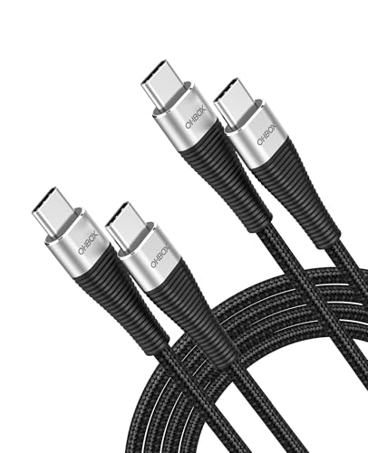 USB C to USB C Cable 6FT 2Pack, 100W Type C Charger Fast Charging Cord Braided, USBC Cable for iPhone 17 Pro Max 16 15 Series, iPad, Samsung Galaxy, Google Pixel, Moto, TCL, LG Phones