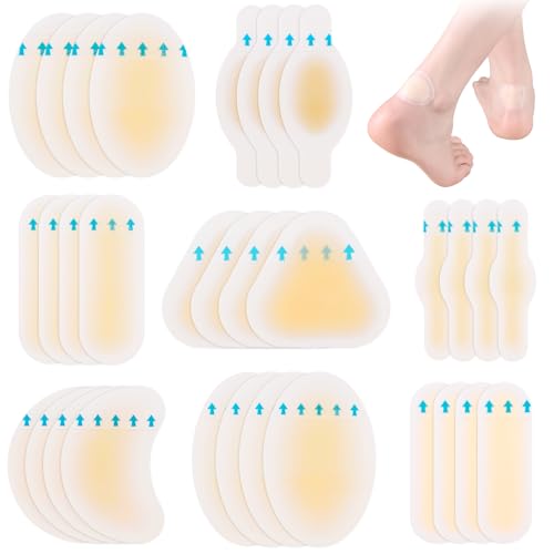 32 Piezas Parches para Ampollas de Pies, Apósitos Impermeables para Talones y Dedos, Protección contra Rozaduras